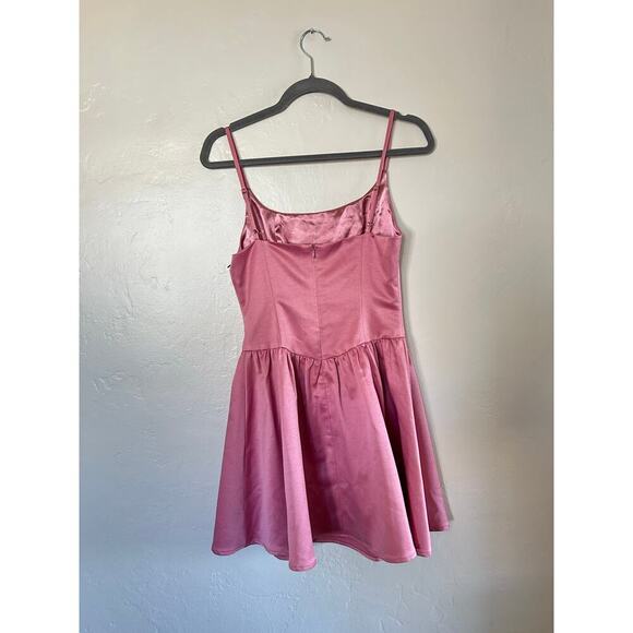 Lulus Pink Satin Skater Dress - Picture 5 of 6